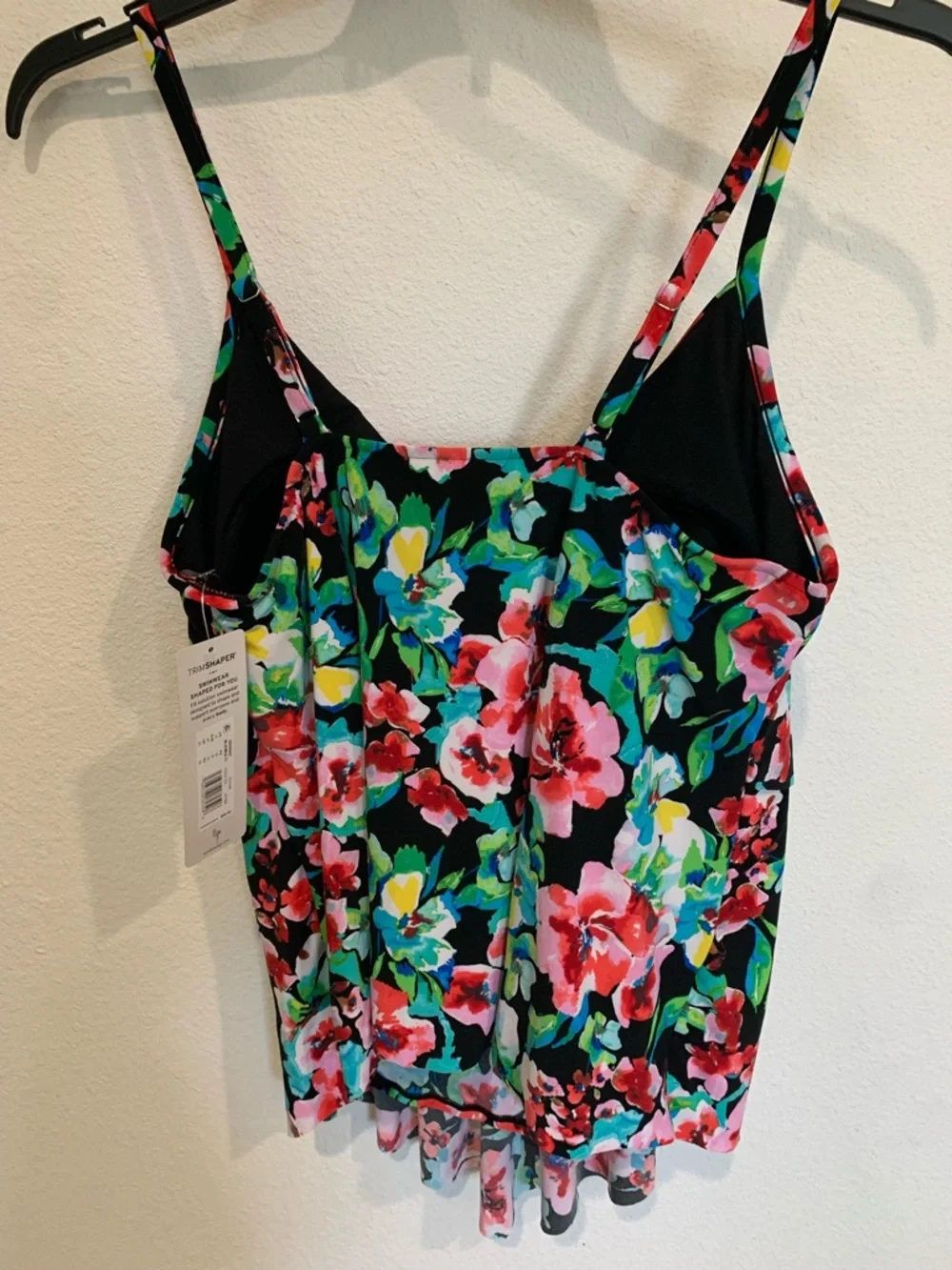 Trimshaper Floral Print Spaghetti Strap Women's Swimsuit Set, 18 NWT - Picture 4 of 9